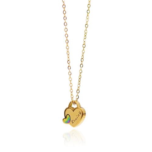 Titanstahl Halskette, mit Verlängerungskettchen von 5cm, plattiert, für Frau & Emaille, goldfarben, Länge:40 cm, verkauft von PC