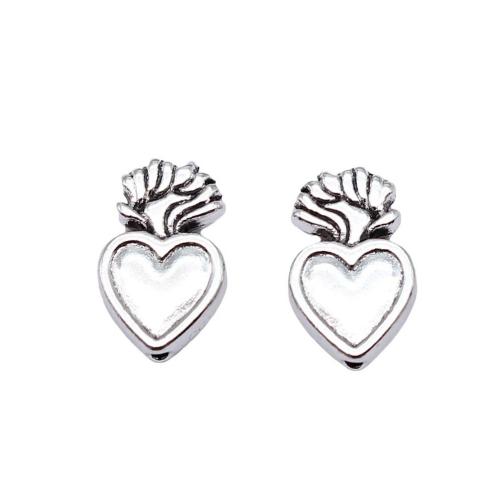 Cink Alloy Heart perle, Srce, starinski srebrne boje pozlaćen, možete DIY, 12x25x11mm, Prodano By PC