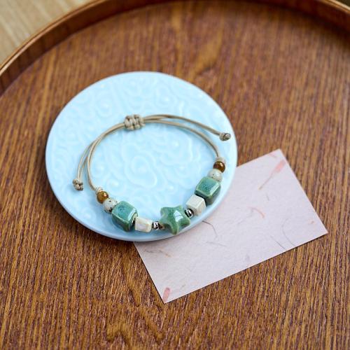 porcelaine bracelet, avec corde de cire & alliage de zinc, fait à la main, styles différents pour le choix & pour femme, Longueur Environ 6-8 pouce, Vendu par PC