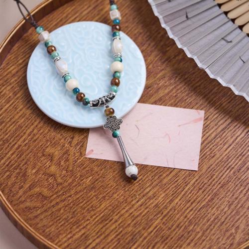 Porcelain Necklace, with Wax Cord & Tibetan Style, handmade, different styles for choice & for woman, Length:Approx 23.6-27.5 Inch, Sold By PC