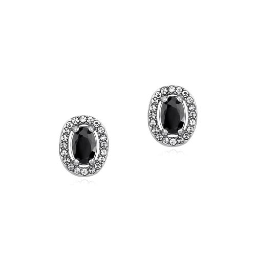 304 Stainless Steel Stud Earring, Oval, micro pave cubic zirconia & for woman, 8x10mm, Sold By Pair
