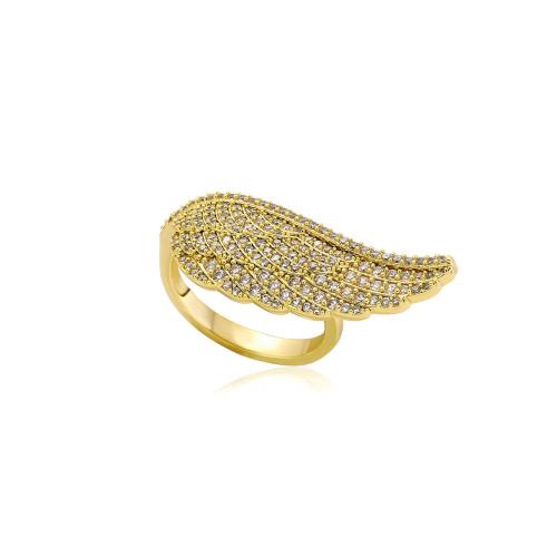 Brass Finger Ring Wing Shape plated Unisex & micro pave cubic zirconia US Ring Sold By PC