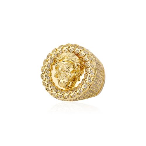 Brass Finger Ring Character gold color plated & micro pave cubic zirconia & for man US Ring Sold By PC