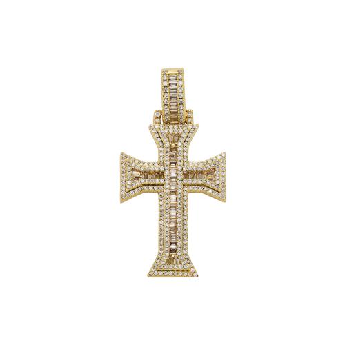 Cubic Zirconia Micro Pave Brass Pendant, Cross, plated, DIY & micro pave cubic zirconia, more colors for choice, 23x47mm, Sold By PC
