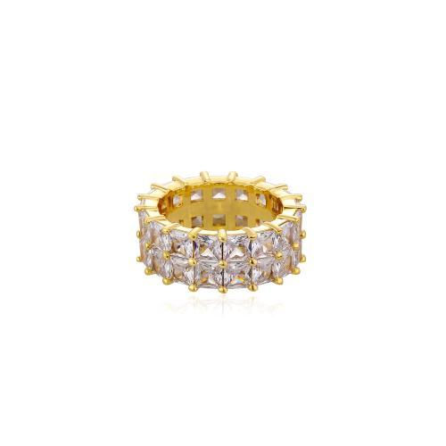 Brass Finger Ring plated & micro pave cubic zirconia & for man US Ring Sold By PC