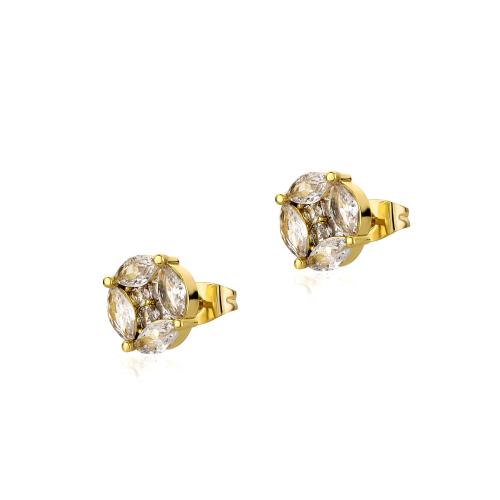 Cubic Zirconia Micro Pave Brass Earring, plated, for woman & with cubic zirconia, more colors for choice, 10x10mm, Sold By Pair