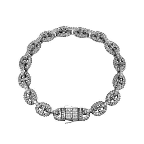 Brass Bracelet and Necklace plated Unisex & micro pave cubic zirconia Sold By PC