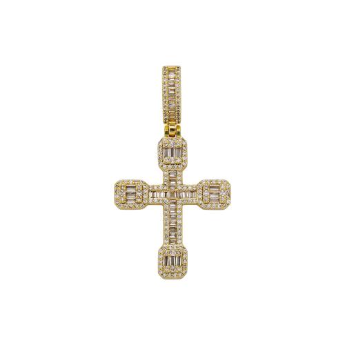 Brass Pendant, Cross, plated, DIY & micro pave cubic zirconia, more colors for choice, 25x48mm, Sold By PC