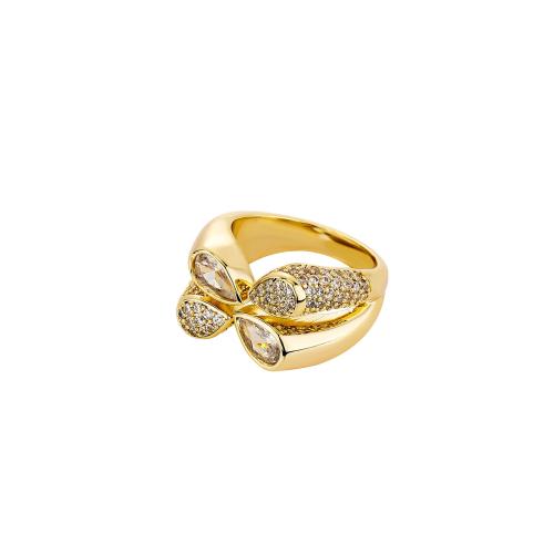 Brass Cuff Finger Ring plated Unisex & micro pave cubic zirconia Sold By PC