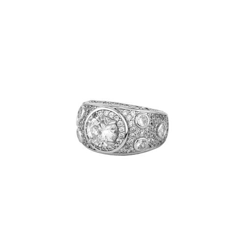metal anillo, chapado, unisexo & diverso tamaño para la opción & micro arcilla de zirconia cúbica, más colores para la opción, tamaño:7-11, Vendido por UD