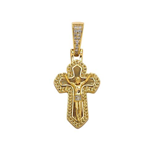 Brass Pendant, Cross, plated, DIY & micro pave cubic zirconia, more colors for choice, 23x53mm, Sold By PC