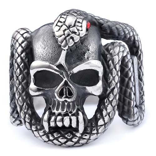 304 Stainless Steel Finger Ring, Skull, vintage & different size for choice & for man, US Ring Size:7-13, Sold By PC