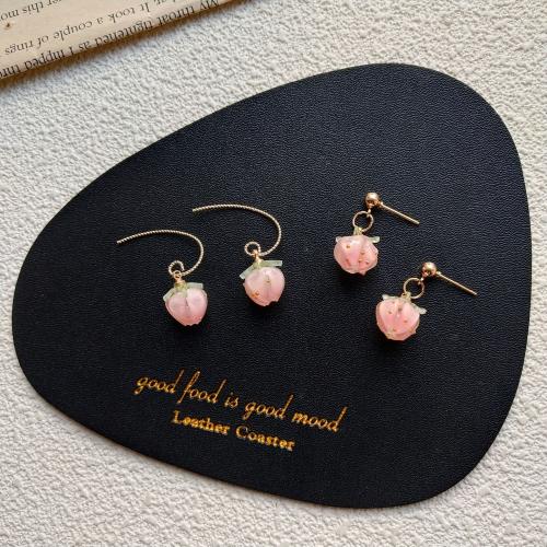 Resin Earring fashion jewelry & for woman pink 20mm Sold By Pair