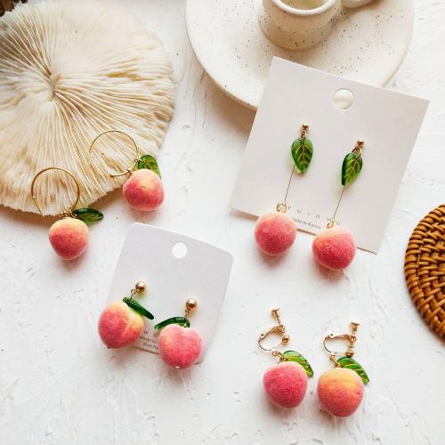 Tibetan Style Drop Earrings, with PE Foam, fashion jewelry & different styles for choice & for woman, pink, Sold By Pair