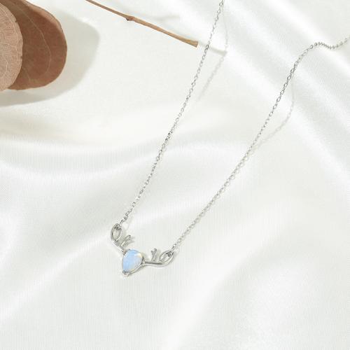 Zinc Alloy Jewelry Necklace fashion jewelry & for woman & with rhinestone silver color Length Approx 51 cm Sold By PC