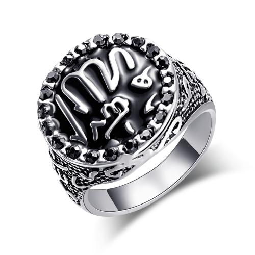 Zinc Alloy Finger Ring fashion jewelry & for man & with rhinestone Sold By PC
