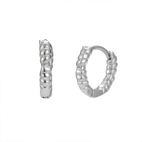 925 Sterling Silver Hoop Earrings, fashion jewelry & for woman, 12.30mm, Sold By Pair