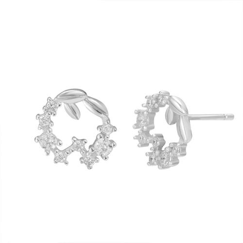 Zircon cubique Micro Pave d'oreille en argent sterling, Argent sterling 925, bijoux de mode & pavé de micro zircon & pour femme, 9x8.80mm, Vendu par paire