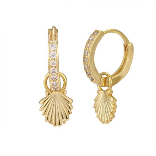 Zircon cubique Micro Pave d'oreille en argent sterling, Argent sterling 925, coquille, bijoux de mode & pavé de micro zircon & pour femme, Vendu par paire
