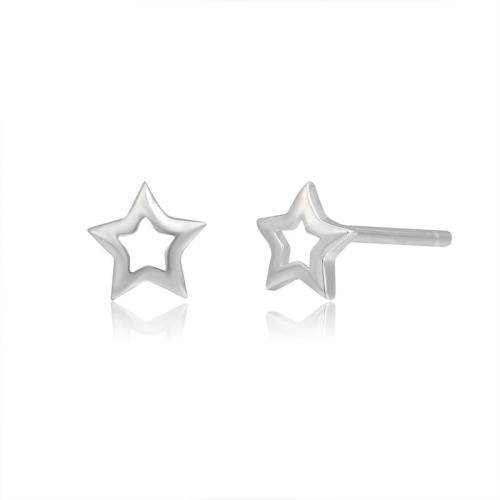925 Sterling Silver Stud Earrings, Star, fashion jewelry & for woman, 6mm, Sold By Pair