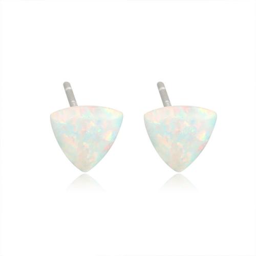 925 Sterling Silver Stud Earrings with Opal fashion jewelry & for woman 5.90mm Sold By Pair