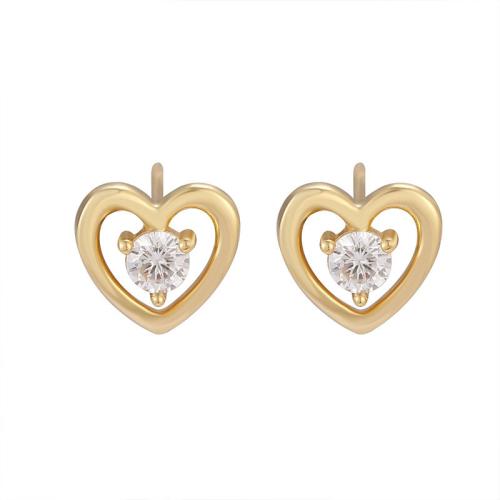 Cubic Zirconia Micro Pave Sterling Silver Earring 925 Sterling Silver Heart fashion jewelry & micro pave cubic zirconia & for woman Sold By Pair