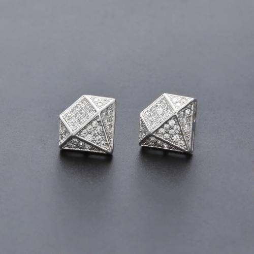 Cubic Zirconia Micro Pave Brass Earring Diamond Shape fashion jewelry & micro pave cubic zirconia & for woman Sold By Pair