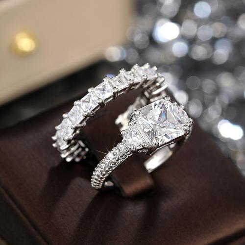 Fashion Brass Ring Set 2 pieces & micro pave cubic zirconia & for woman Sold By Set