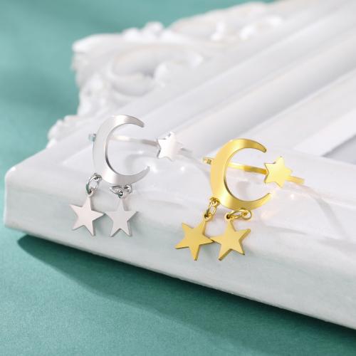 Stainless Steel Finger Ring 304 Stainless Steel Moon and Star fashion jewelry & for woman Sold By PC
