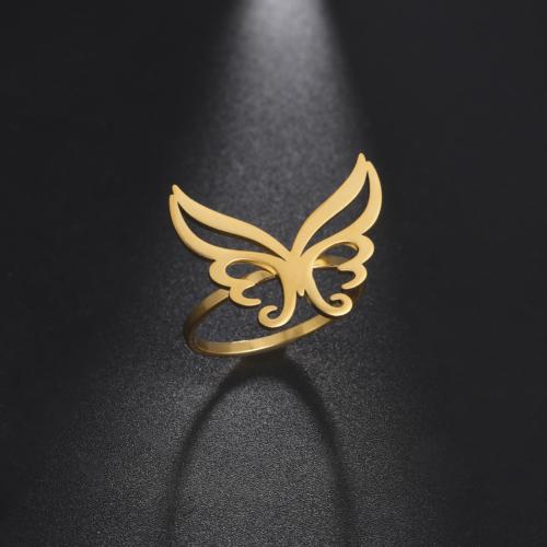 Stainless Steel Finger Ring 304 Stainless Steel Butterfly fashion jewelry & for woman Sold By PC