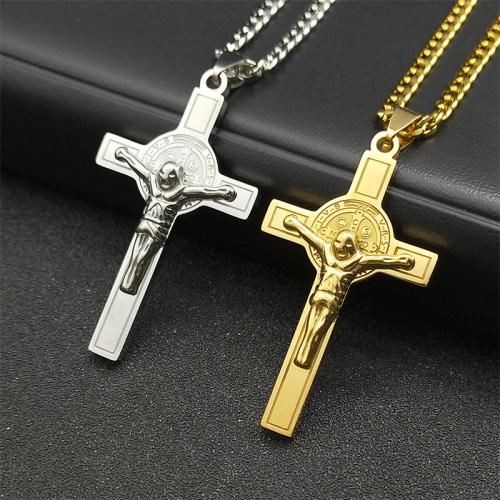 Stainless Steel Jewelry Necklace, 304 Stainless Steel, Cross, fashion jewelry & Unisex, more colors for choice, 45x28mm, Length:Approx 60 cm, Sold By PC