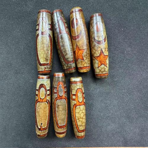 Ágata natural tibetano Dzi Beads, Ágata tibetana, Tambor, DIY, 56x14mm, vendido por PC