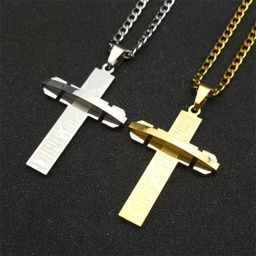 Stainless Steel Jewelry Necklace 304 Stainless Steel Cross fashion jewelry & Unisex Length Approx 60 cm Sold By PC
