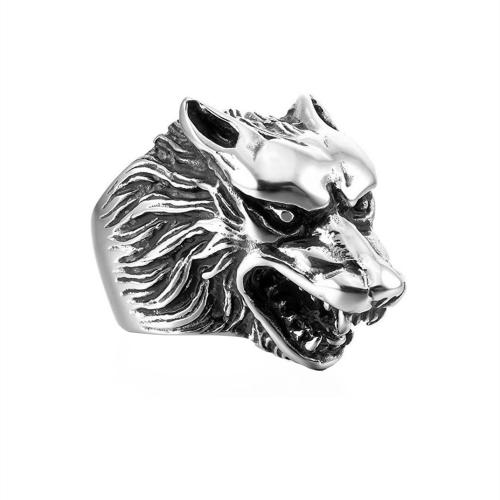 Tibetan Style Finger Ring, Lion, silver color plated, Adjustable & fashion jewelry & for man, nickel, lead & cadmium free, Inner Diameter:Approx 18.8mm, Sold By PC