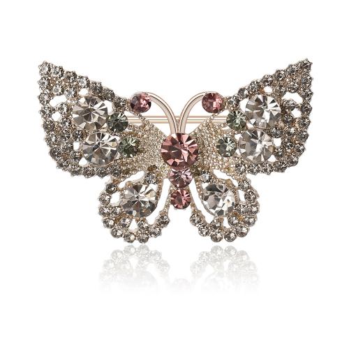 Tibetan Style Brooches, Butterfly, gold color plated, for woman, nickel, lead & cadmium free, 39x46mm, Sold By PC