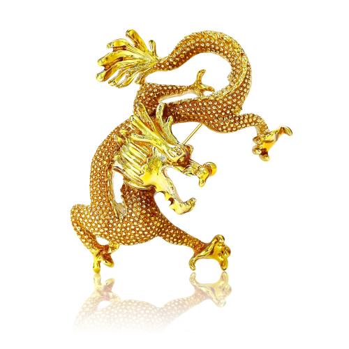 Zinc Alloy Brooches Dragon gold color plated Unisex & enamel nickel lead & cadmium free Sold By PC