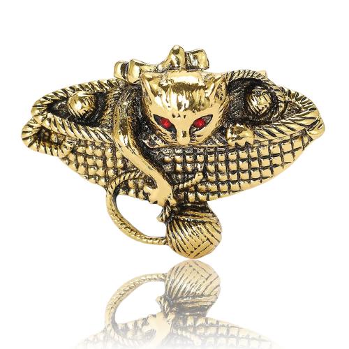 Zinc Alloy Brooches Cat plated Unisex & with rhinestone nickel lead & cadmium free Sold By PC