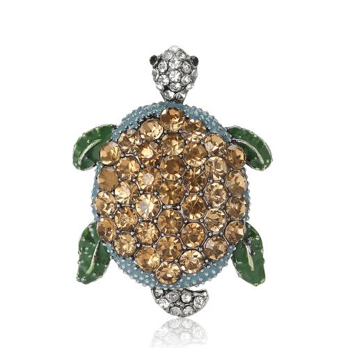 Zinc Alloy Brooches Turtle plated Unisex & with rhinestone nickel lead & cadmium free Sold By PC