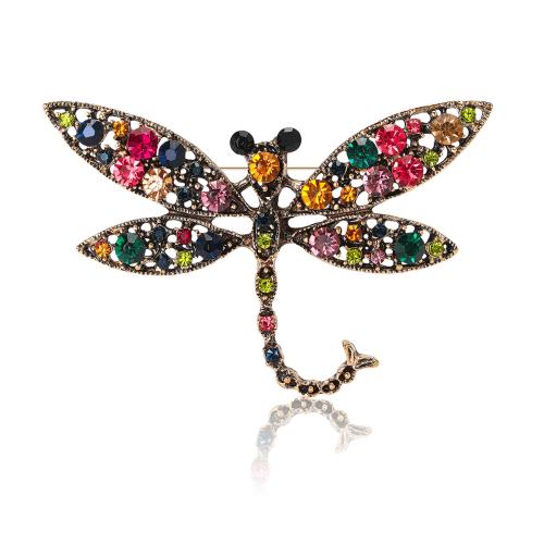 Zinc Alloy Brooches Dragonfly plated for woman & with rhinestone nickel lead & cadmium free Sold By PC