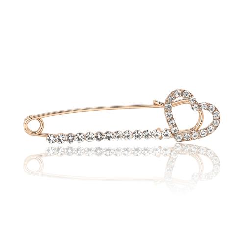 Zinc Alloy Brooches Heart plated for woman & with rhinestone nickel lead & cadmium free Sold By PC
