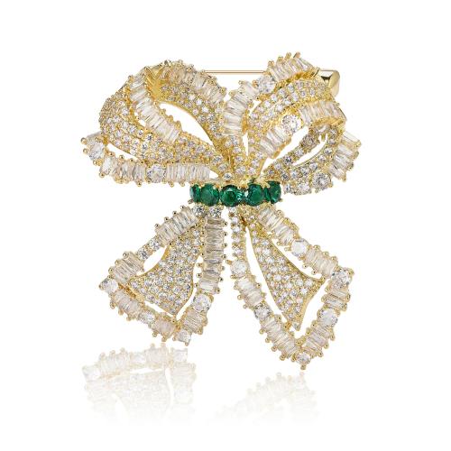 Zinc Alloy Brooches Bowknot plated for woman & with rhinestone nickel lead & cadmium free Sold By PC
