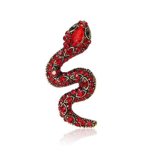 Zinc Alloy Brooches Snake plated Unisex & with rhinestone nickel lead & cadmium free Sold By PC