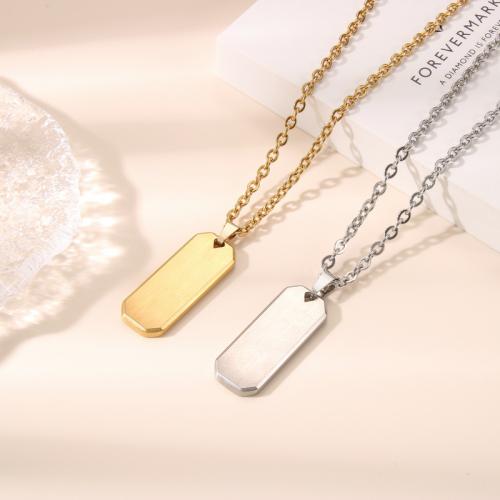 Stainless Steel Jewelry Necklace, 304 Stainless Steel, Rectangle, plated, DIY & for man, more colors for choice, 13x33mm, Length:50 cm, Sold By PC