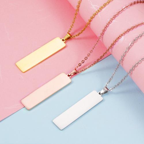 Stainless Steel Jewelry Necklace, 304 Stainless Steel, with 5CM extender chain, Rectangle, plated, for woman, more colors for choice, 40x10mm, Length:45 cm, Sold By PC