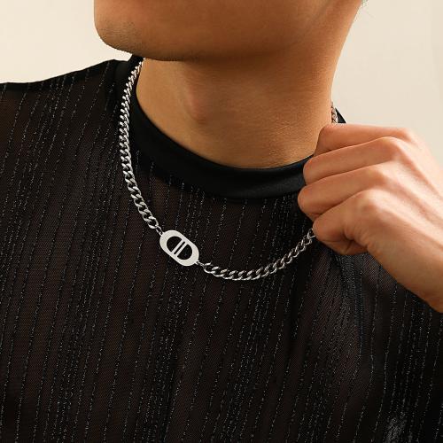 Titanium Steel Necklace, with 5cm extender chain, silver color plated, fashion jewelry, silver color, Length:46 cm, Sold By PC