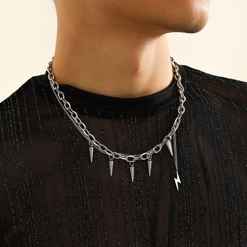 Titanium Steel Necklace with 5cm extender chain silver color plated fashion jewelry silver color Length 46 cm Sold By PC