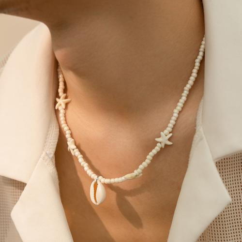 Seed verre collier de perles, Seedbead, avec coquille & Acrylique, avec 7cm chaînes de rallonge, bijoux de mode, plus de couleurs à choisir, Longueur:47 cm, Vendu par PC
