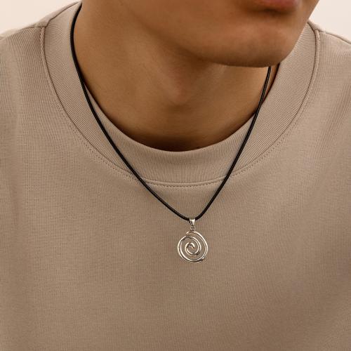 Collana di corda PU, with lega in zinco, gioielli di moda & diversi modelli per la scelta, argento, Venduto da PC
