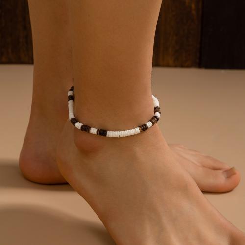Fashion Jewelry Anklet, coquille, avec bois, avec 5cm chaînes de rallonge, bijoux de mode, couleurs mélangées, Longueur 24 cm, Vendu par PC
