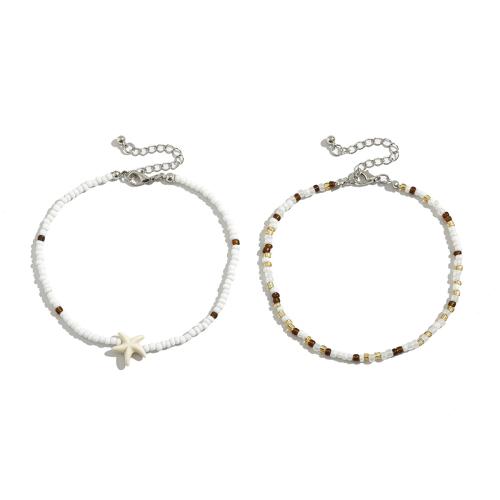 Fashion Jewelry Anklet, Seedbead, avec Acrylique, avec 5cm chaînes de rallonge, 2 pièces & bijoux de mode, couleurs mélangées, Longueur:24 cm, Vendu par PC